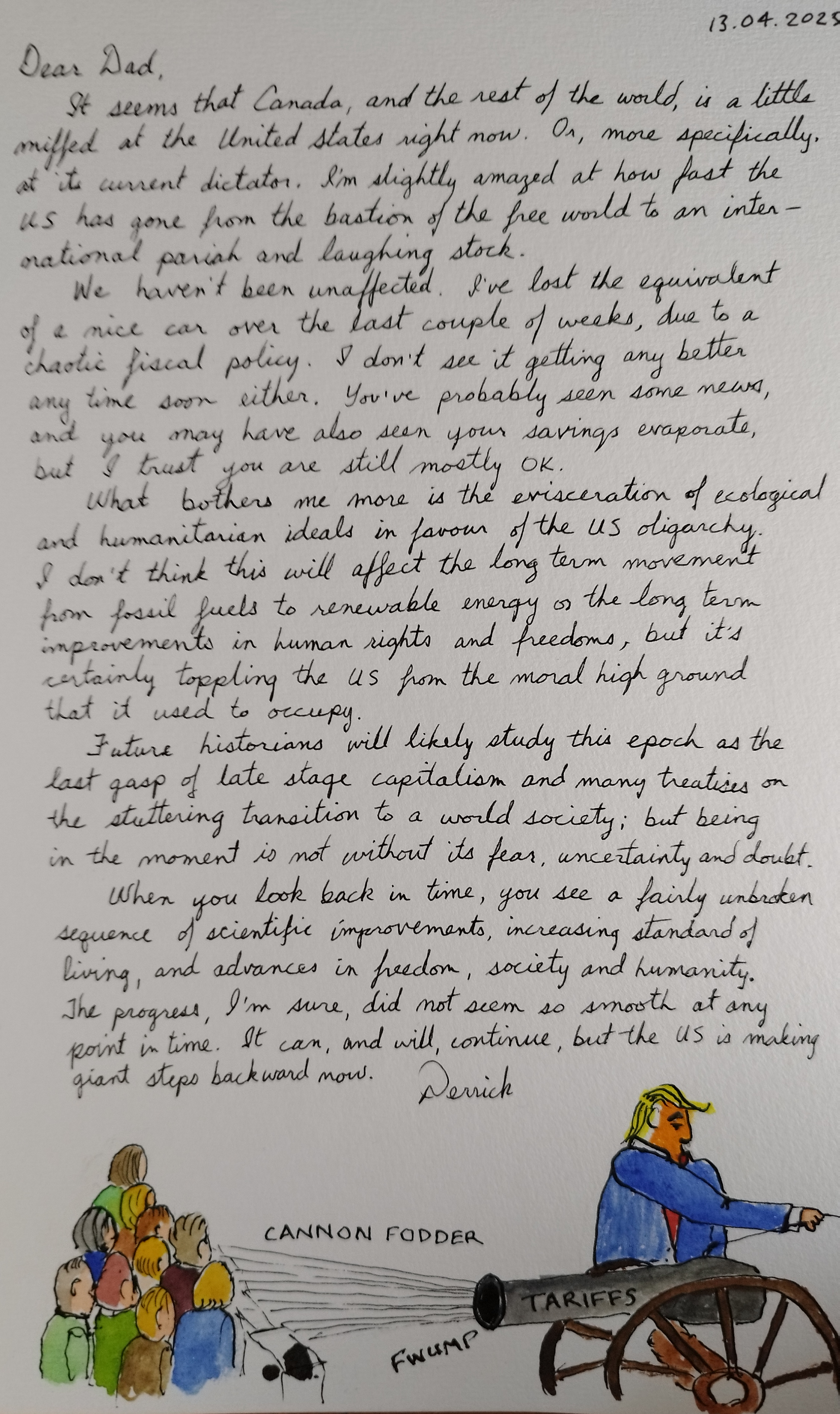 cursive letter about us politics